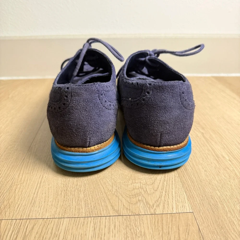 Cole Haan Lunargrand Wingtip Oxford Shoes Mens 10.5 Blue‎ Suede Lunarlon C11096